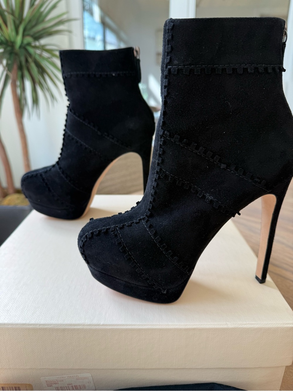 Alexandre Birman Black Suede Platform Ankle Boots